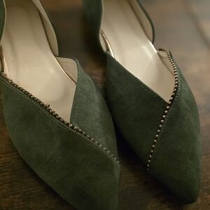 Elegant Green Suede Women's Shoes